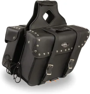 Milwaukee Leather SH579ZB Large Black Zip-Off PVC Slanted Throw Over Studded Saddlebags - One Size