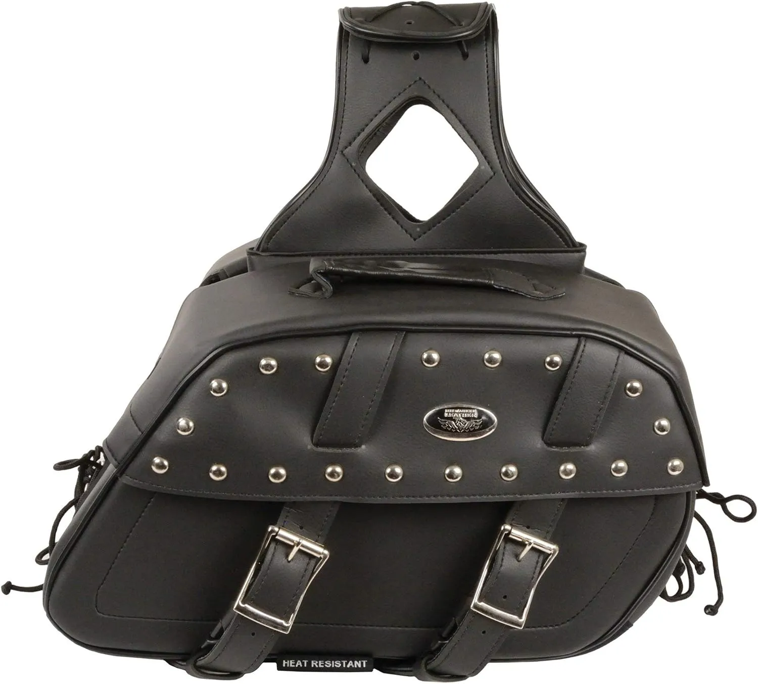 Milwaukee Leather SH61101ZB Black Zip-Off PVC Studded Throw Over Rounded Saddlebags - One Size