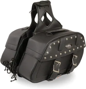 Milwaukee Leather SH61101ZB Black Zip-Off PVC Studded Throw Over Rounded Saddlebags - One Size