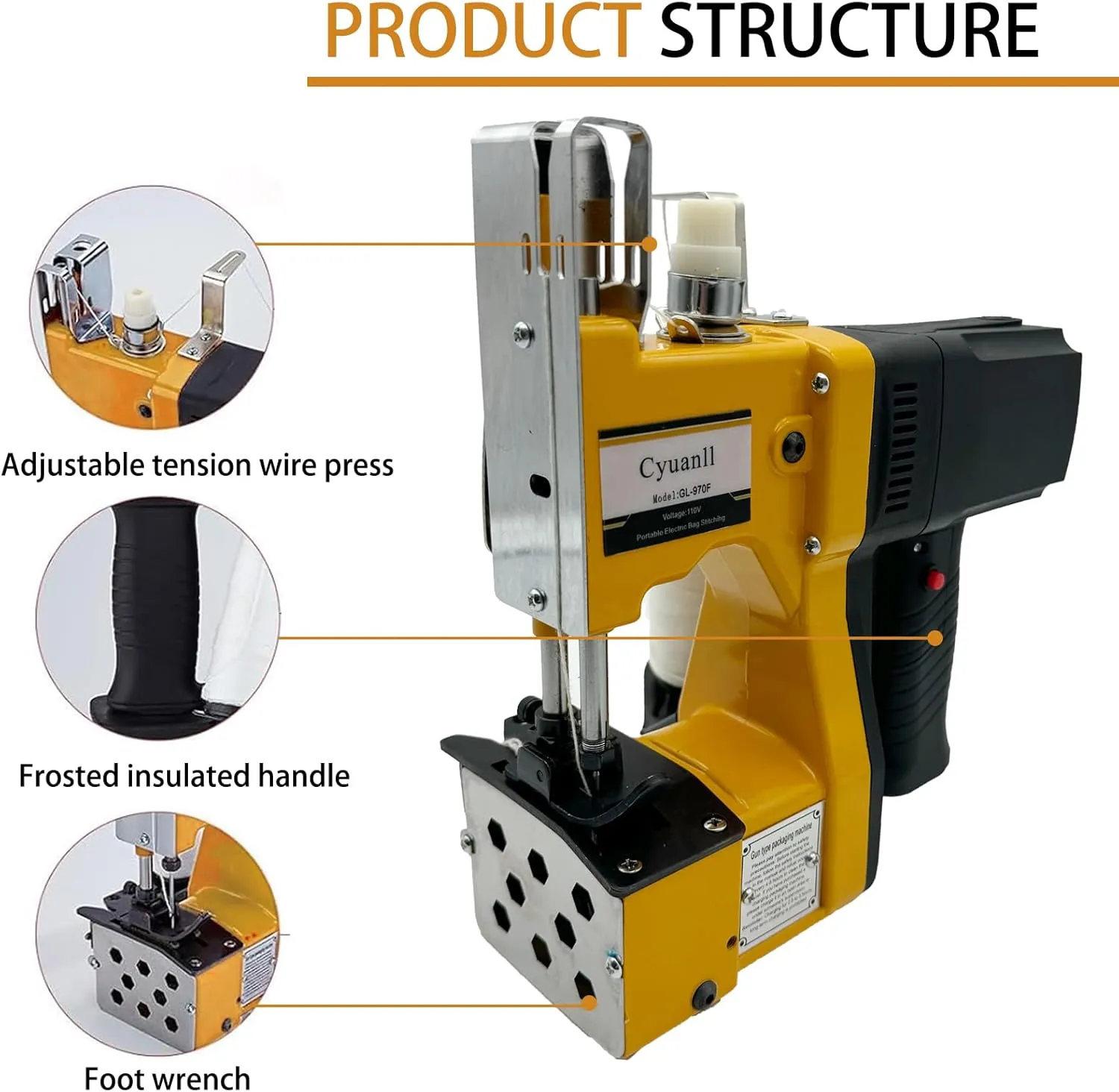Mini Bag Closing Machine-Electric Portable Bag Sewing Machine 2s/bag,Bag Closer Automatic Woven Bag Sewer Packing Machine for Burlap PP Woven Kraft Paper Bag Feed Sacks Rice Bags Jute Bags Seed Bags