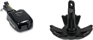 Minn Kota 1810140 DH 40 Deckhand Electric Anchor Winch & Extreme Max 3006.6791 BoatTector Vinyl-Coated 3-Fluke River Anchor - 40 lbs. - Excellent Hold on Hard, Muddy, Rocky, Weedy or Grassy Bottoms
