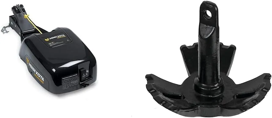 Minn Kota 1810140 DH 40 Deckhand Electric Anchor Winch & Extreme Max 3006.6791 BoatTector Vinyl-Coated 3-Fluke River Anchor - 40 lbs. - Excellent Hold on Hard, Muddy, Rocky, Weedy or Grassy Bottoms