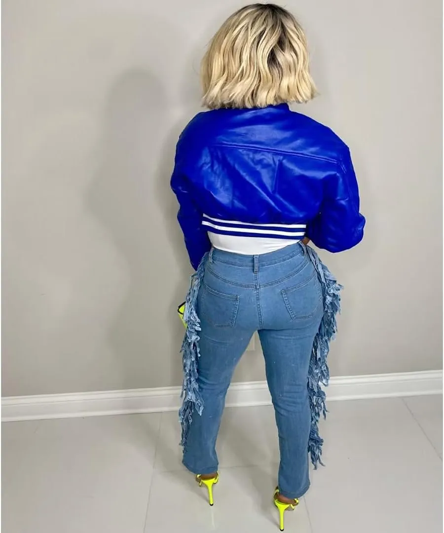 Mintsnow Womens Varsity Jacket Long Sleeve Button Down Bomber Jackets Casual Baseball Uniform Streetwear