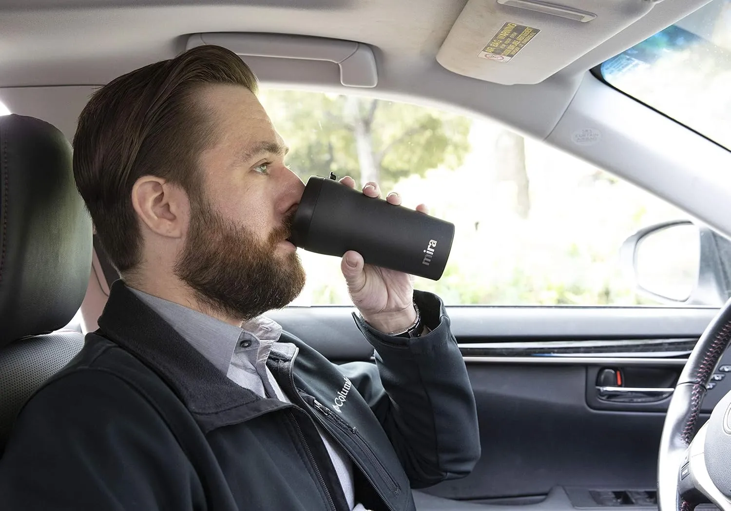 MIRA 12 oz Coffee Travel Mug - Stainless Steel Insulated Tumbler with Leak-Proof Lid - Hot & Cold Cup - Black