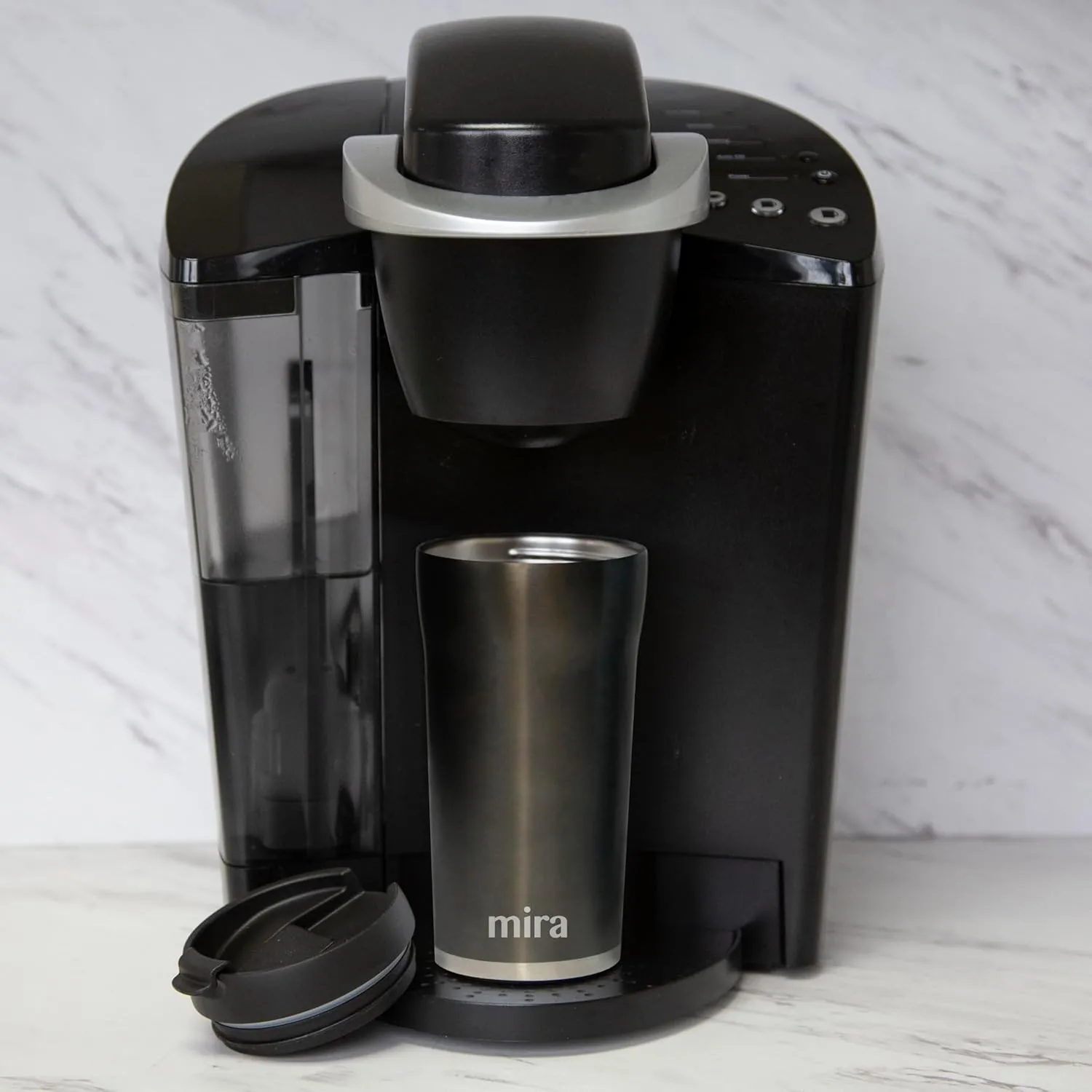 MIRA 12 oz Coffee Travel Mug - Stainless Steel Insulated Tumbler with Leak-Proof Lid - Hot & Cold Cup - Gray Satin