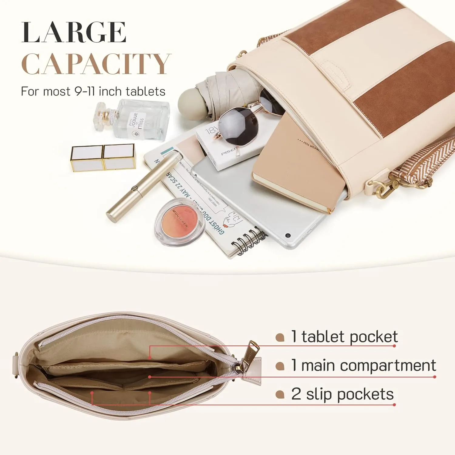 Missnine Crossbody Bags for Women Vegan Leather Crossbody Purse Fashion Shoulder Bucket Bag with Adjustable Guitar Strap