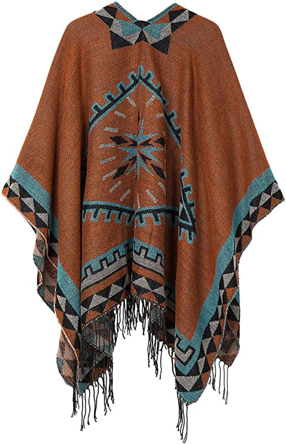 MissShorthair Women's Printed Shawl Wrap Fashionable Open Front Poncho Cape, Gift for Women