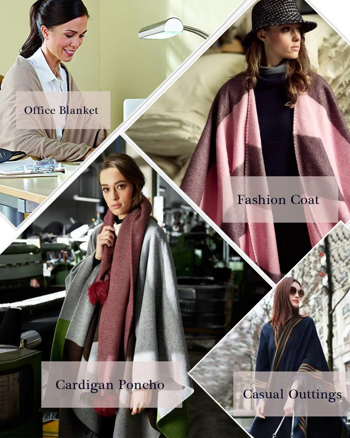 MissShorthair Women's Printed Shawl Wrap Fashionable Open Front Poncho Cape, Gift for Women