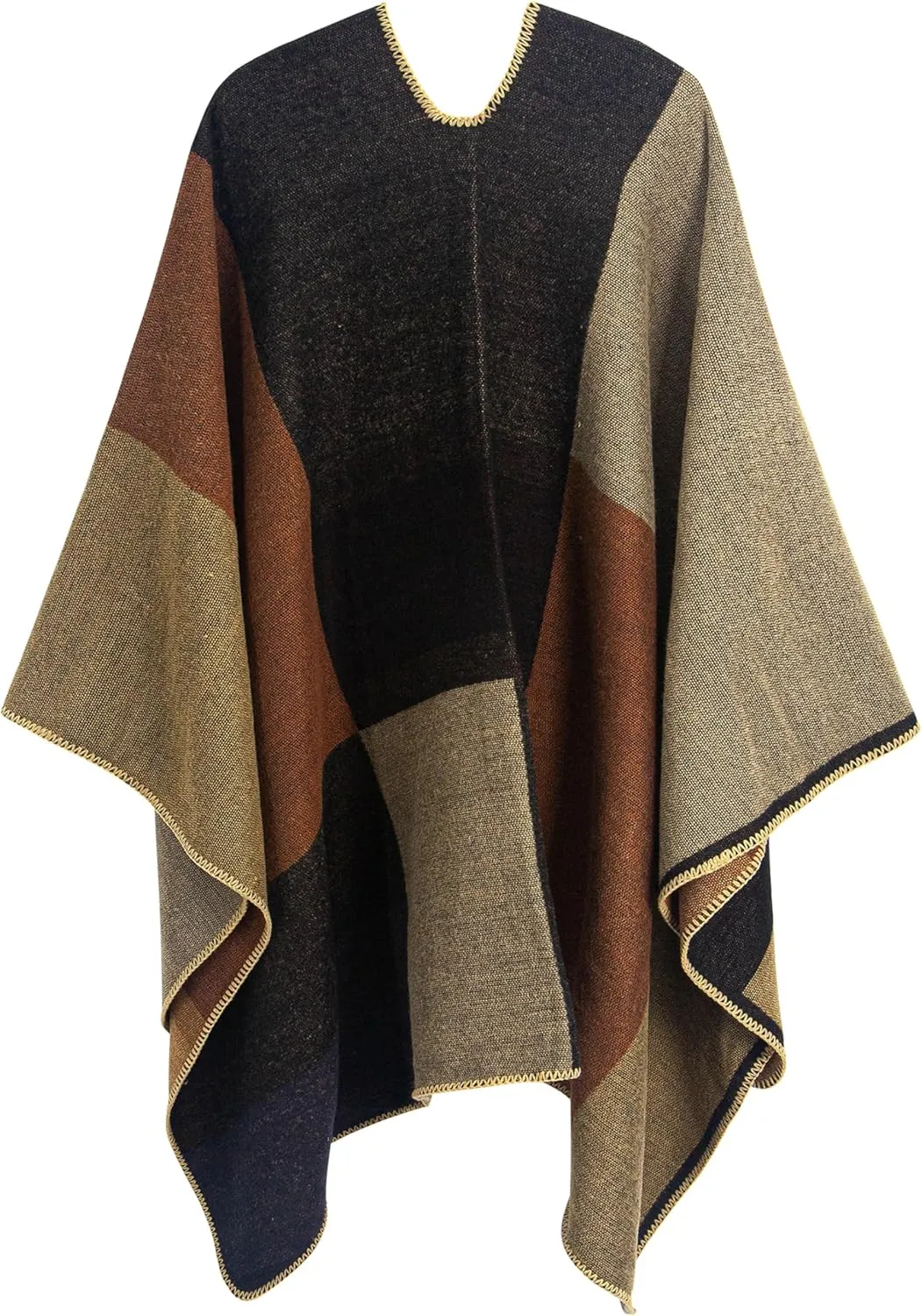 MissShorthair Women's Printed Shawl Wrap Fashionable Open Front Poncho Cape, Gift for Women