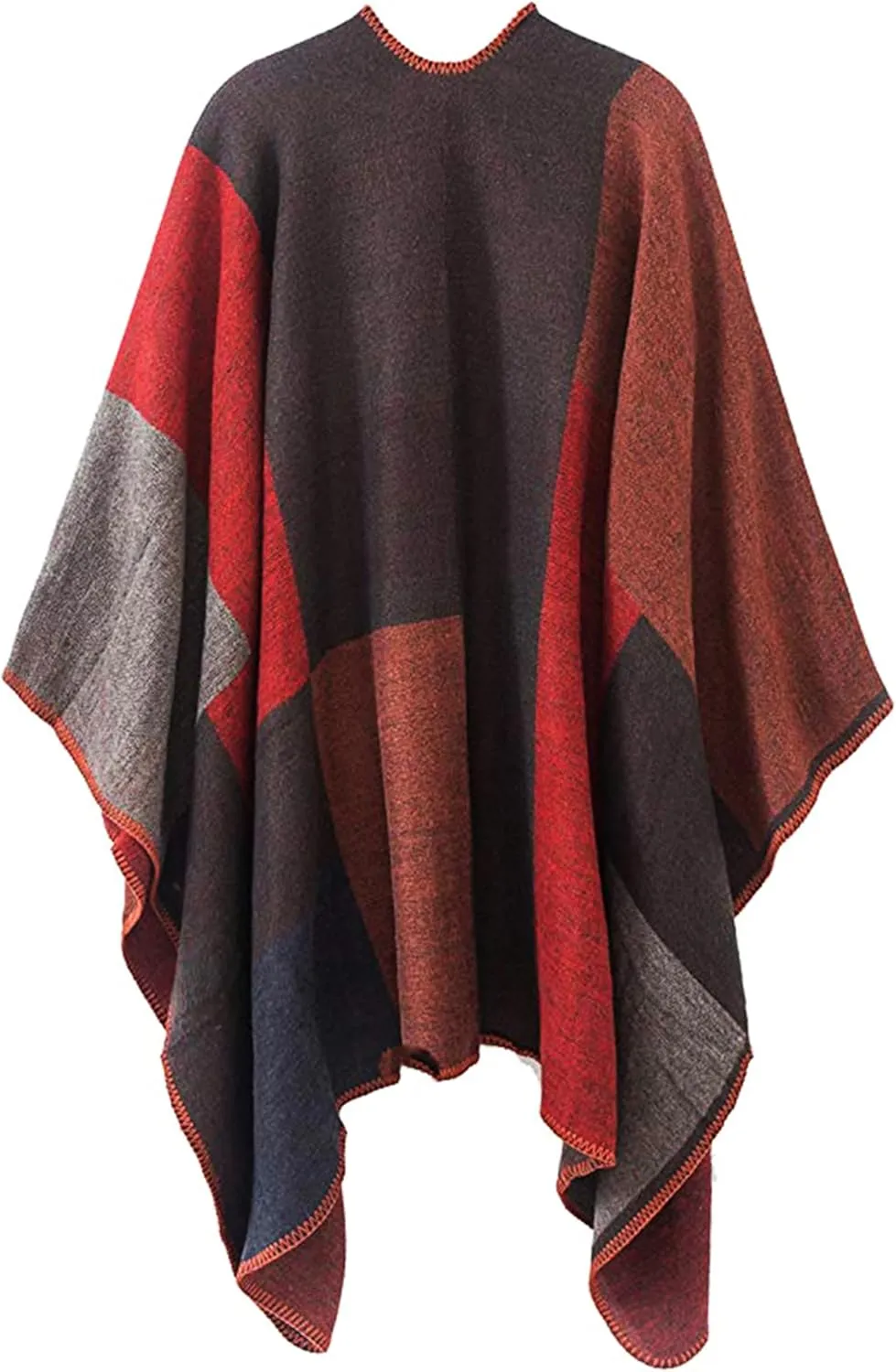 MissShorthair Women's Printed Shawl Wrap Fashionable Open Front Poncho Cape, Gift for Women