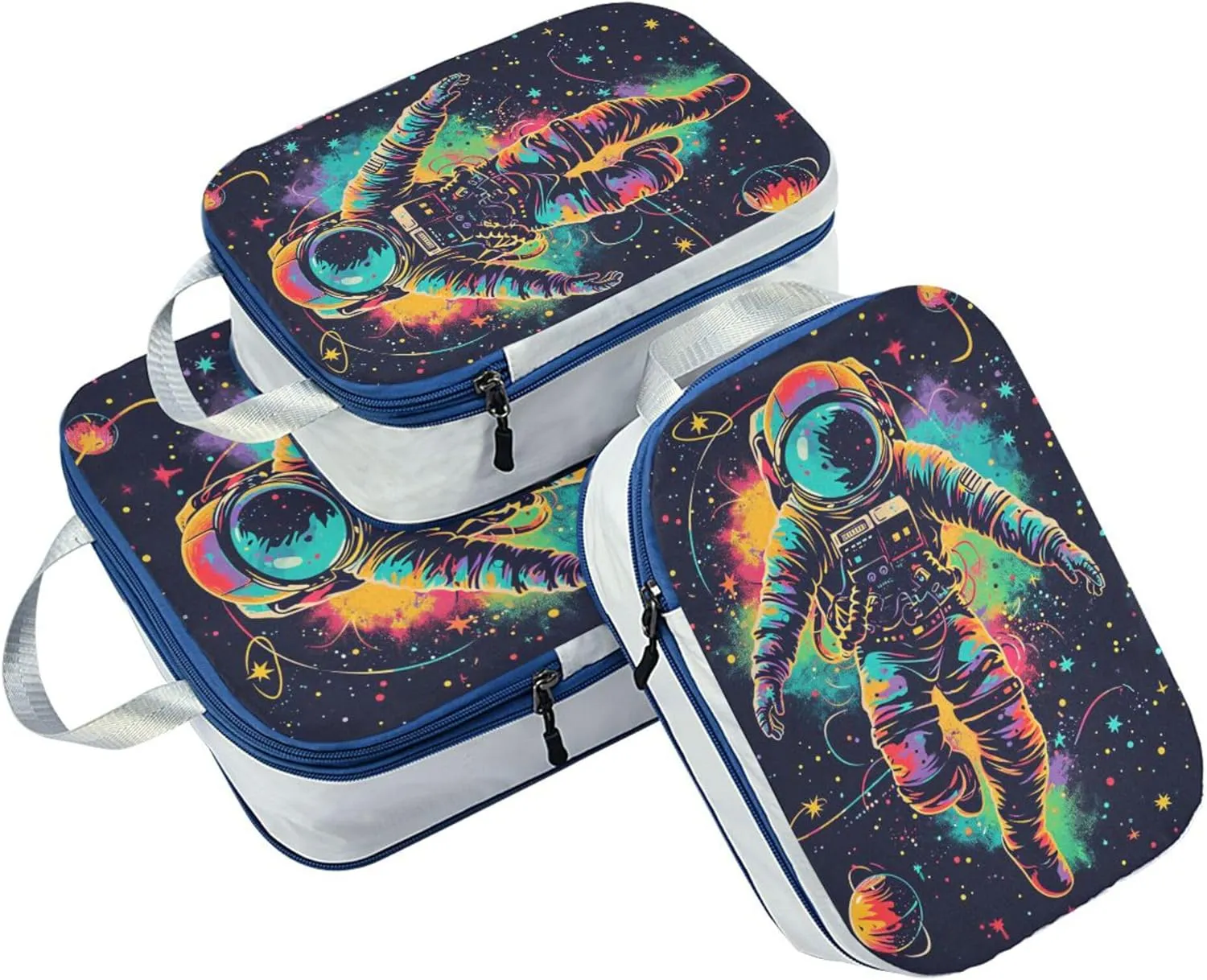 MNSRUU Packing Cubes Magic Astronauts and Planets Compression Luggage Cubes Packing Bags Travel Organizer for Suitcases, 3 PCS