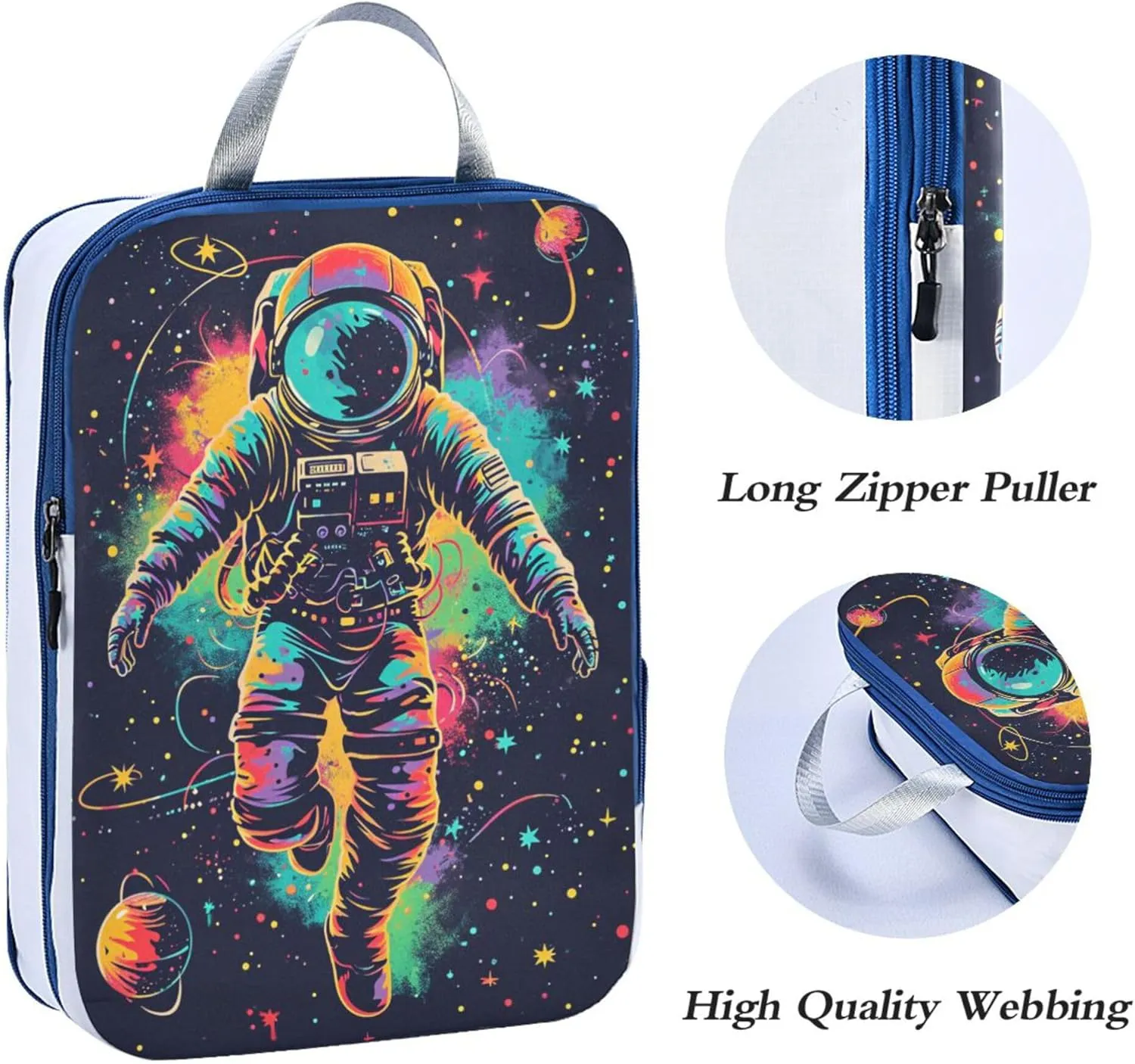 MNSRUU Packing Cubes Magic Astronauts and Planets Compression Luggage Cubes Packing Bags Travel Organizer for Suitcases, 3 PCS