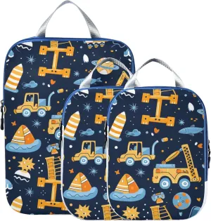 MNSRUU Packing Cubes Magic Cartoon Car Compression Luggage Cubes Packing Bags Travel Organizer for Suitcases, 3 PCS
