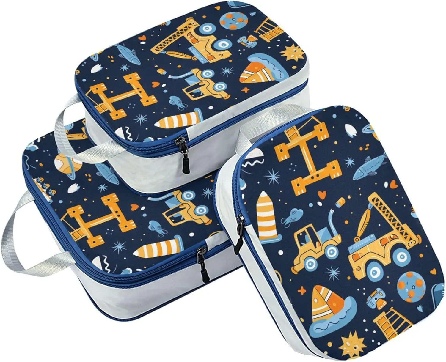 MNSRUU Packing Cubes Magic Cartoon Car Compression Luggage Cubes Packing Bags Travel Organizer for Suitcases, 3 PCS