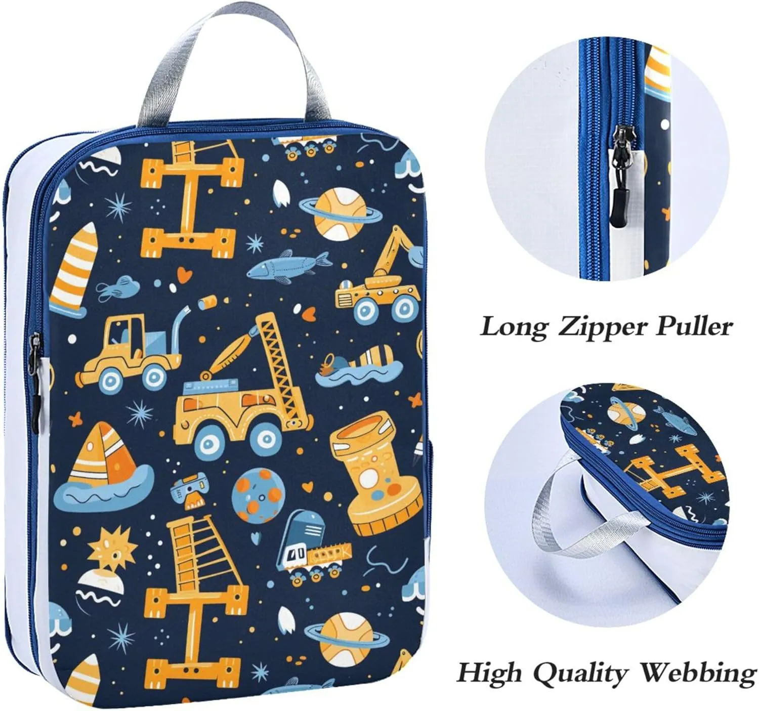 MNSRUU Packing Cubes Magic Cartoon Car Compression Luggage Cubes Packing Bags Travel Organizer for Suitcases, 3 PCS
