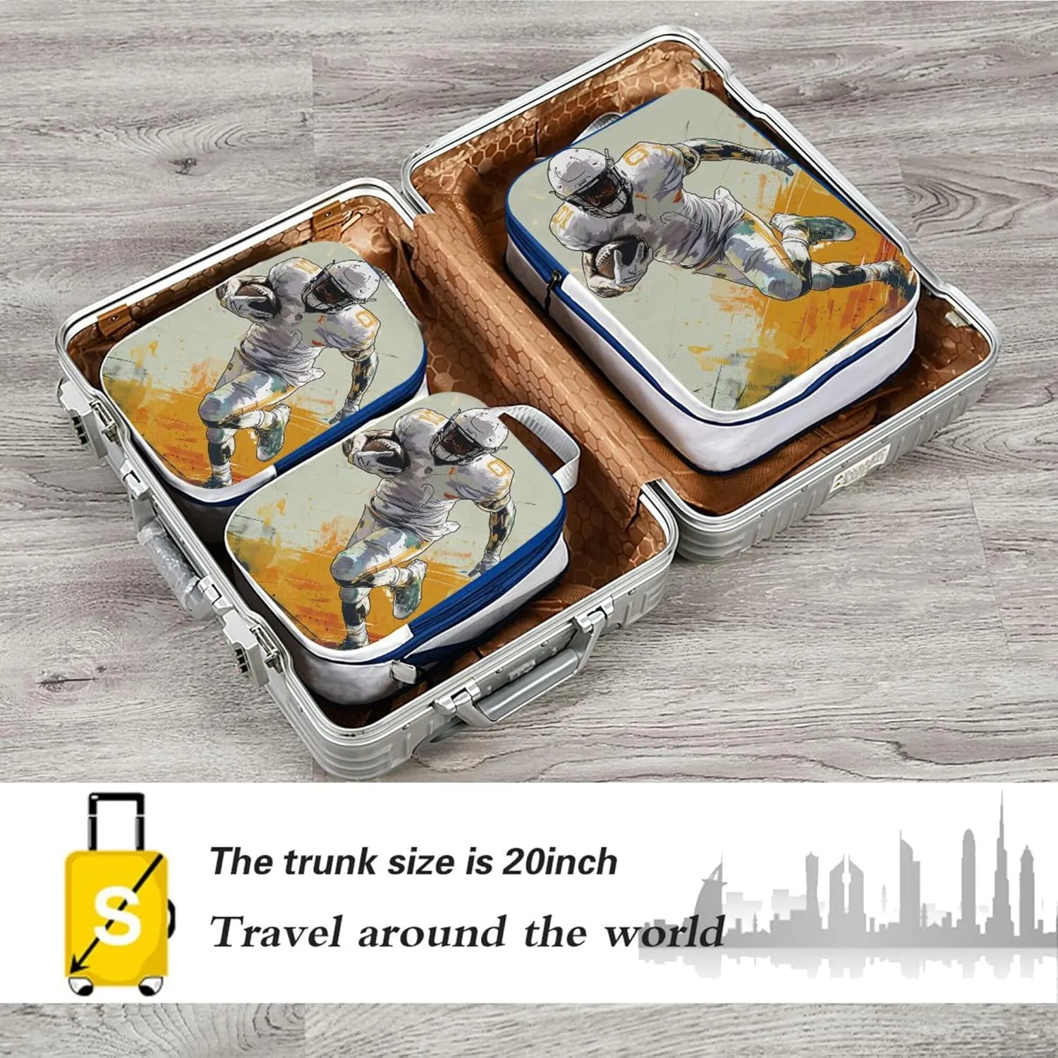MNSRUU Packing Cubes Magic Football Player Compression Luggage Cubes Packing Bags Travel Organizer for Suitcases, 3 PCS