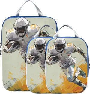 MNSRUU Packing Cubes Magic Football Player Compression Luggage Cubes Packing Bags Travel Organizer for Suitcases, 3 PCS