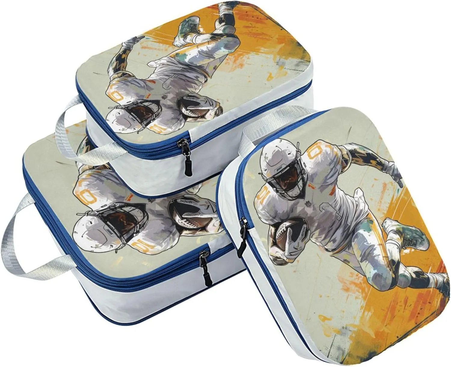 MNSRUU Packing Cubes Magic Football Player Compression Luggage Cubes Packing Bags Travel Organizer for Suitcases, 3 PCS