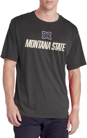 Montana State University Adult Men's Sport Active T-Shirt Italic Name Collegiate,Charcoal, X-Large