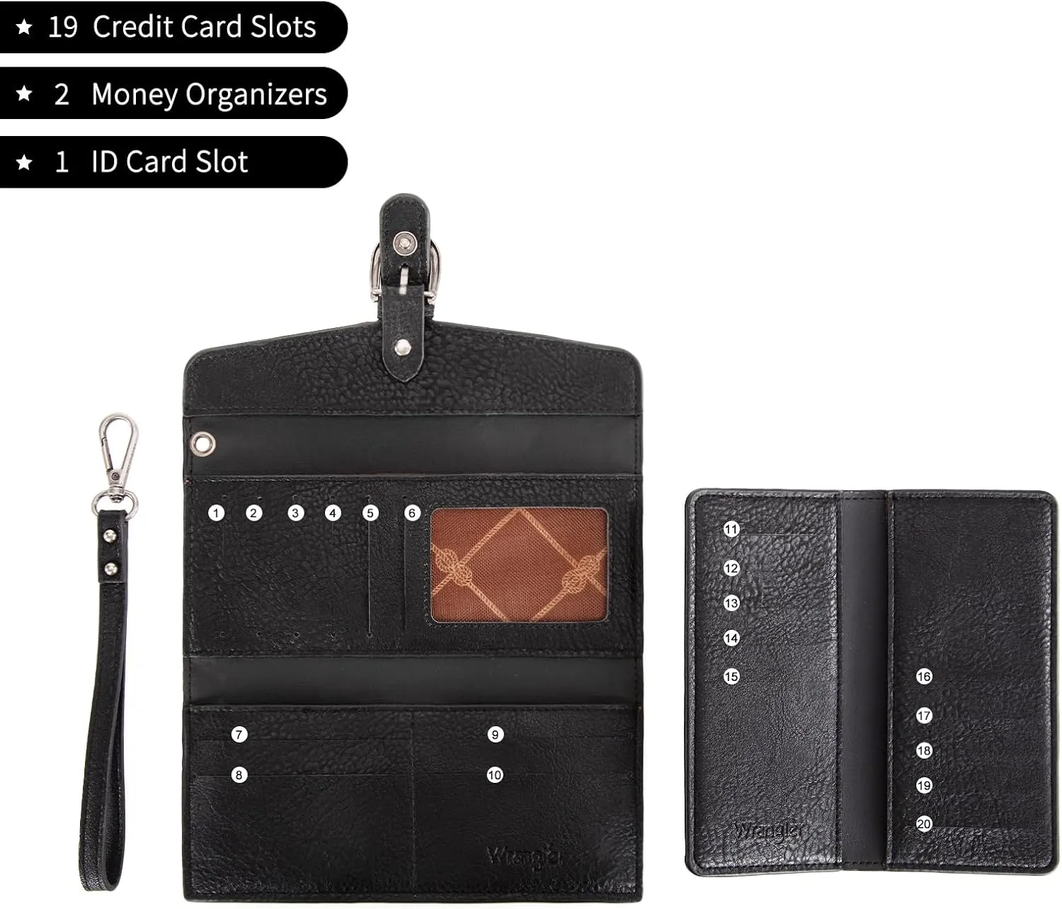 Montana West X Wrangler Womens Wallet Western Wristlet for Women Large Rfid Wallet With Detachable Credit Card Holder