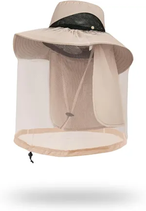 Mosquito Net Hat - Safari Sun Visor Hat with Removable Bug Net for Outdoor Men and Women