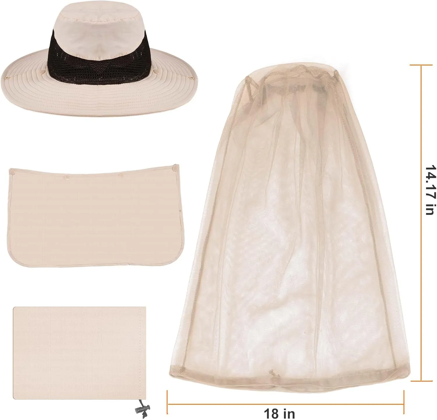 Mosquito Net Hat - Safari Sun Visor Hat with Removable Bug Net for Outdoor Men and Women