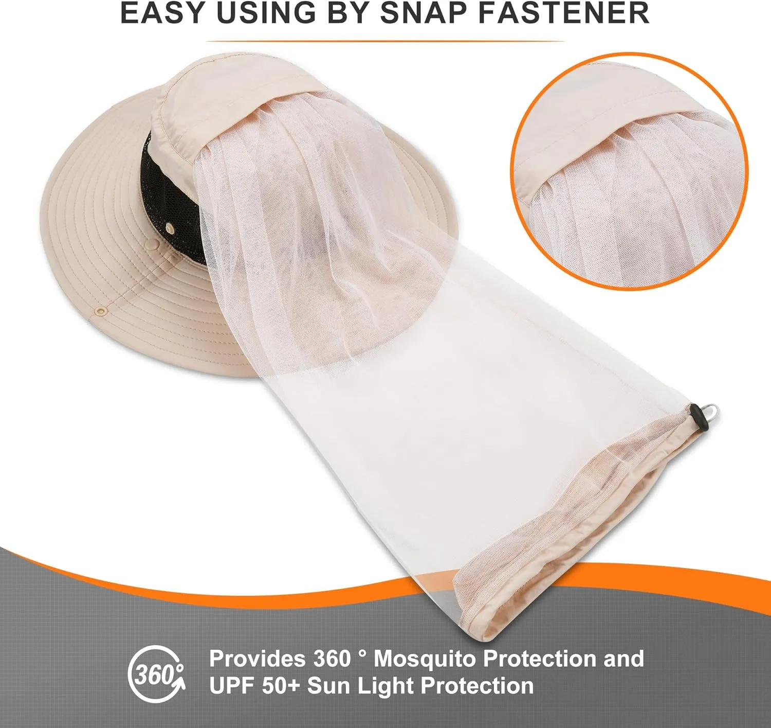 Mosquito Net Hat - Safari Sun Visor Hat with Removable Bug Net for Outdoor Men and Women