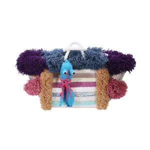 Multicolor Striped Woven Fringed Bag