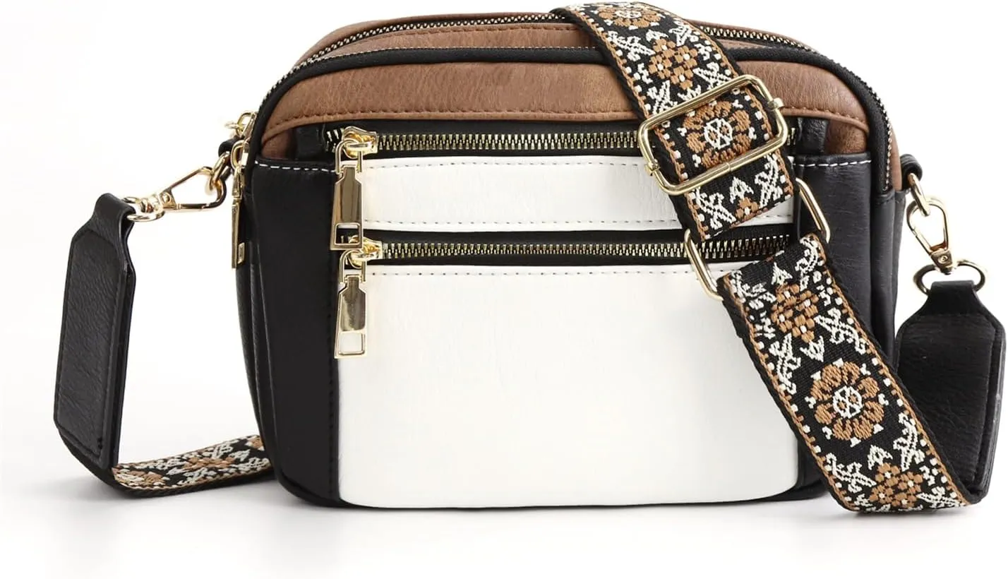 Multifunctional Zipper Crossbody Bag, Multi-Pocket Crossbody Bag for Women, Adjustable And Removable Shoulder Strap.