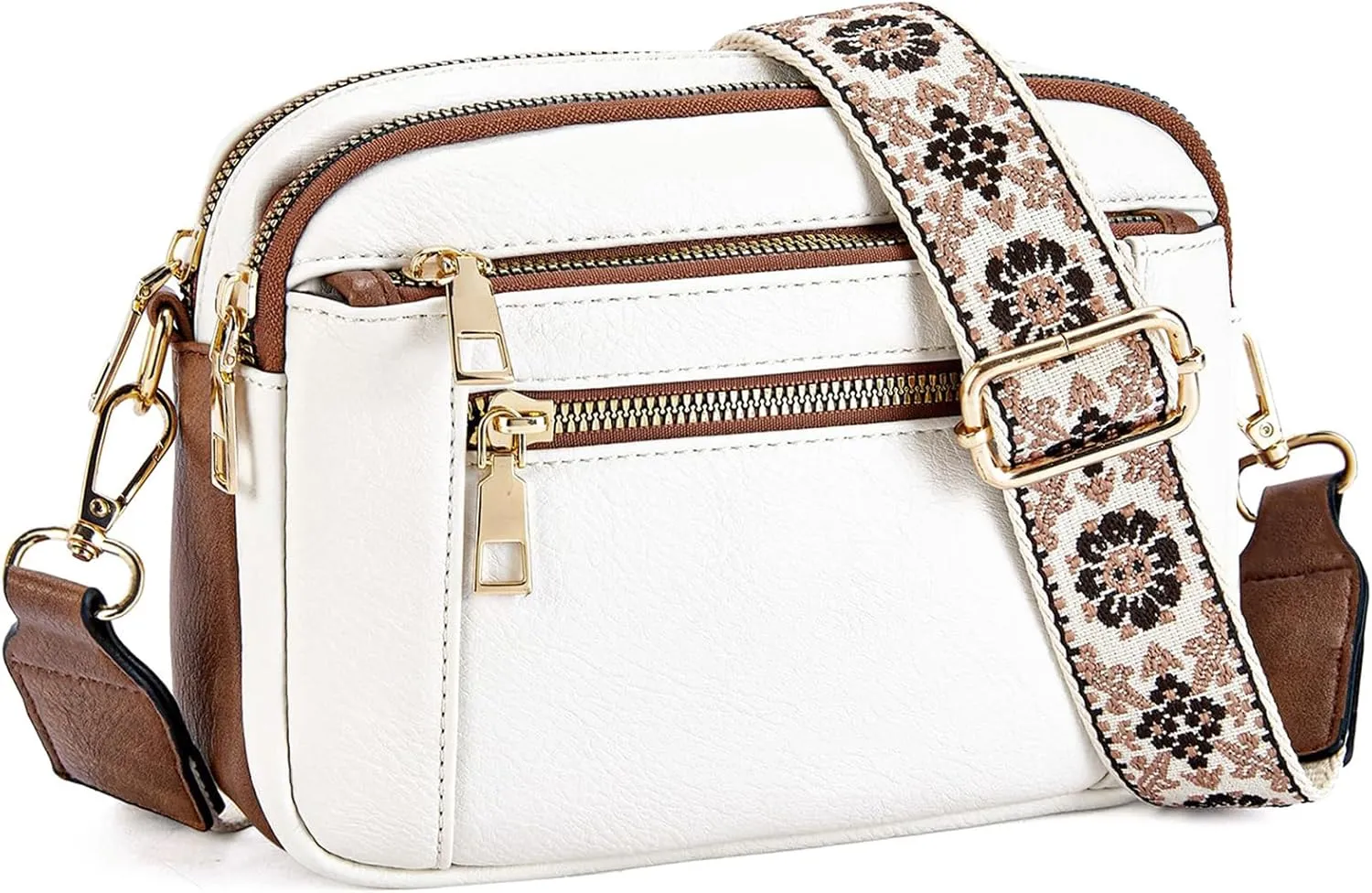 Multifunctional Zipper Crossbody Bag, Multi-Pocket Crossbody Bag for Women, Adjustable And Removable Shoulder Strap.
