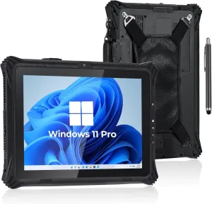 MUNBYN Rugged Windows Tablet IRT09, 12.2" Windows 11 Pro, Intel N5105, 16GB 128GB Replaceable SSD, 4G LTE, Double Batteries & Hot Swap, Heavy Duty Tablet for Construction Worker, 2Y Protection