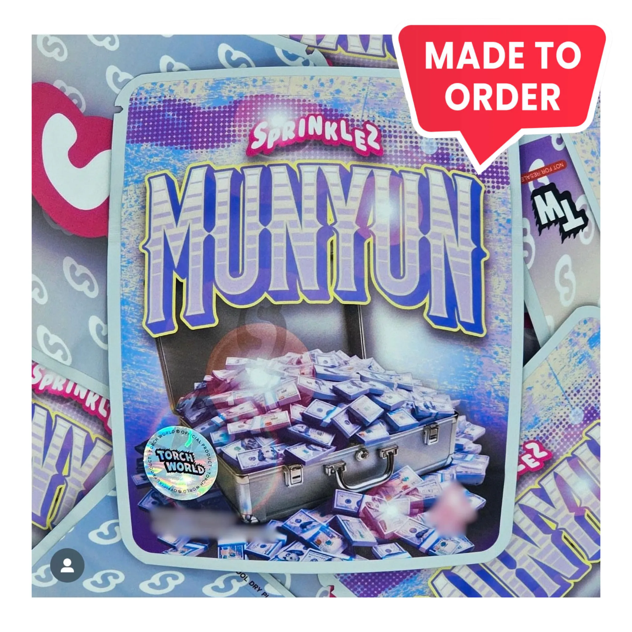 Munyun 3.5g Mylar Bags Sprinklez Torch World (made-to-order)