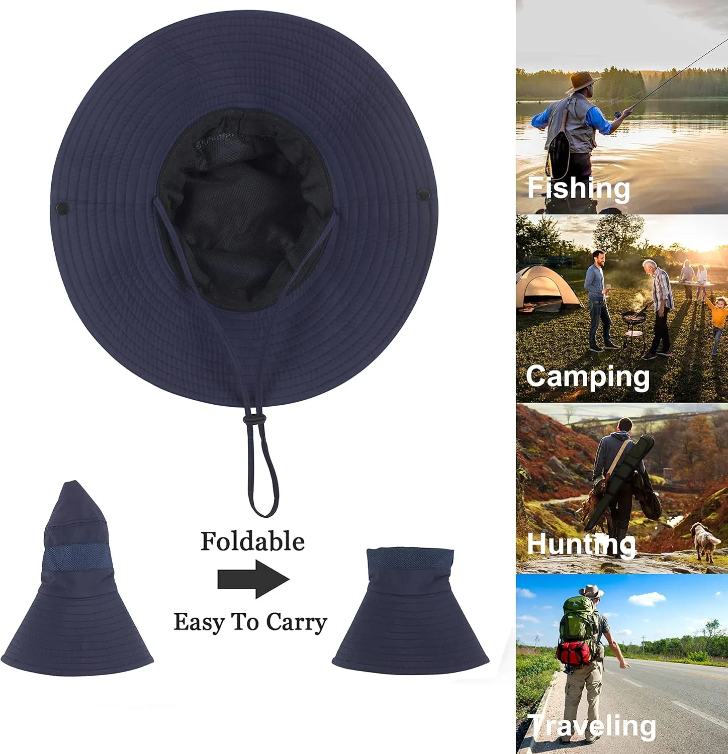 Muryobao Men's Boonie Hat Summer Sun Hat UV Protection Waterproof for Safari Fishing Cap