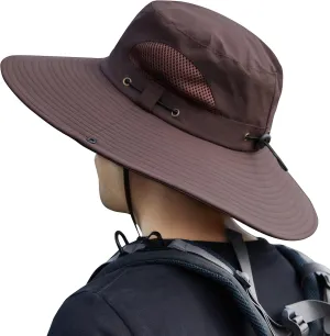 Muryobao Mens Sun Hats UPF 50  Waterproof Mesh Wide Brim Bucket Fishing Hat