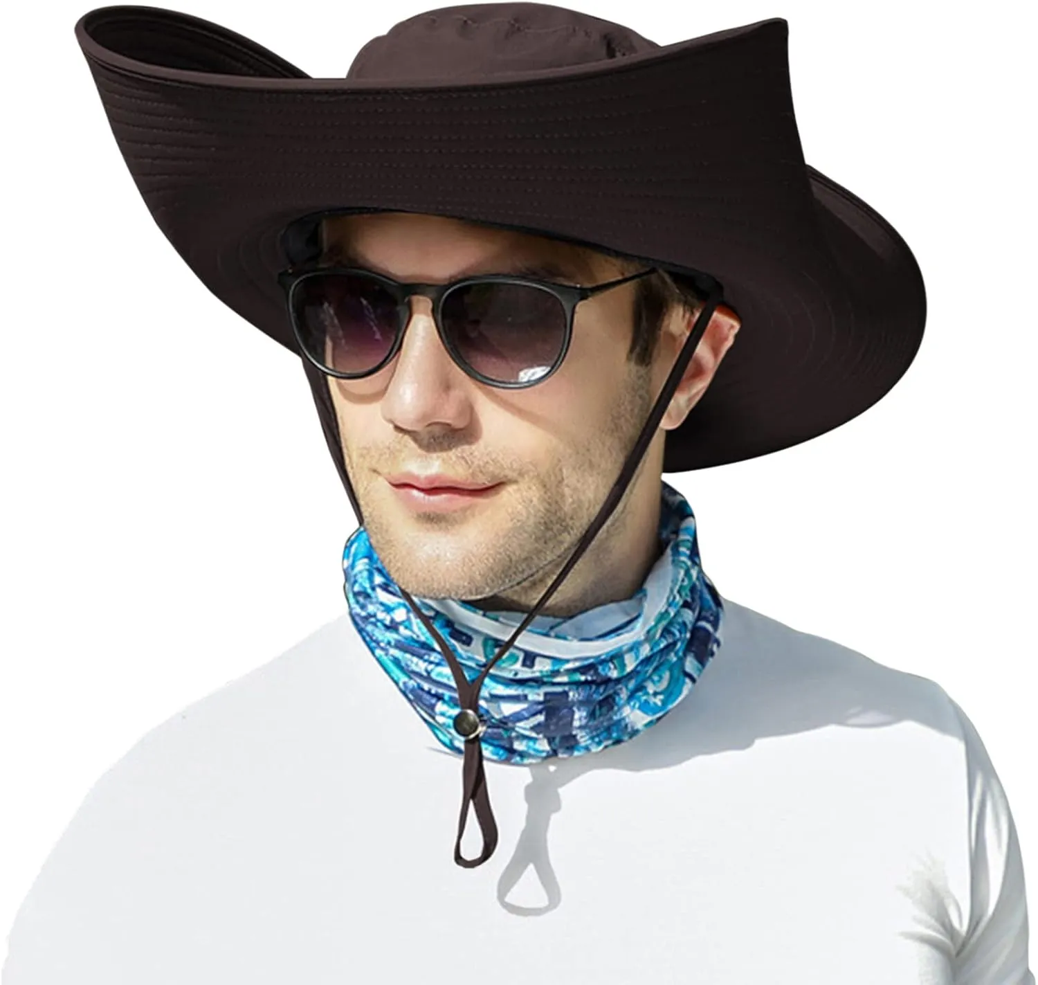 Muryobao Mens Sun Hats UPF 50  Waterproof Mesh Wide Brim Bucket Fishing Hat