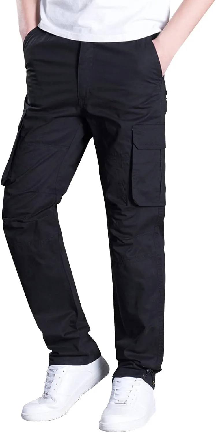 Muscularfit Men's Pants Stretch Relaxed Fit Joggers Athletic Cargo Pant Casual Loose Straight Sweatpants with Pockets Trouser