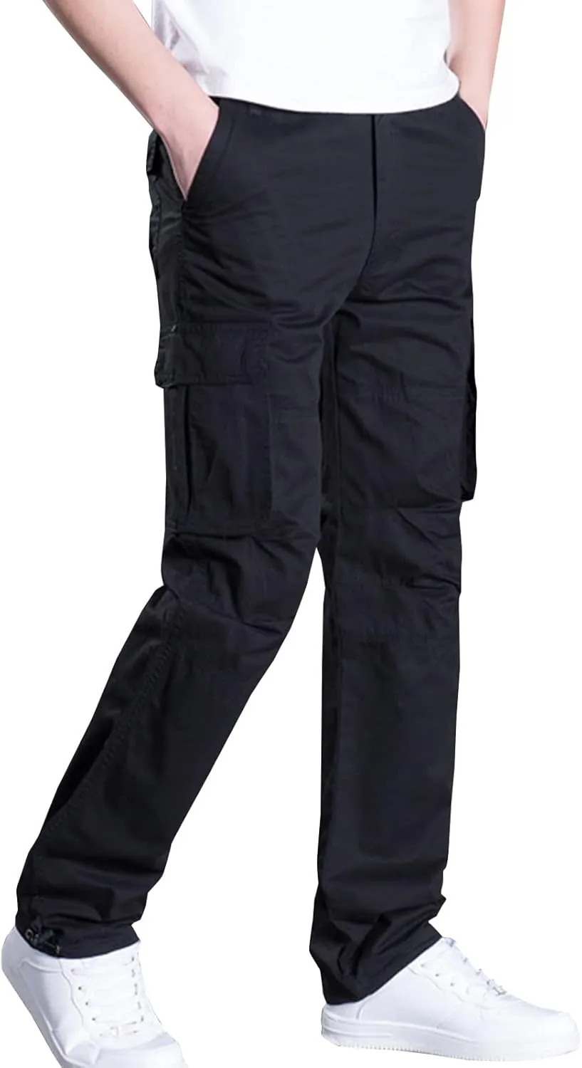 Muscularfit Men's Pants Stretch Relaxed Fit Joggers Athletic Cargo Pant Casual Loose Straight Sweatpants with Pockets Trouser