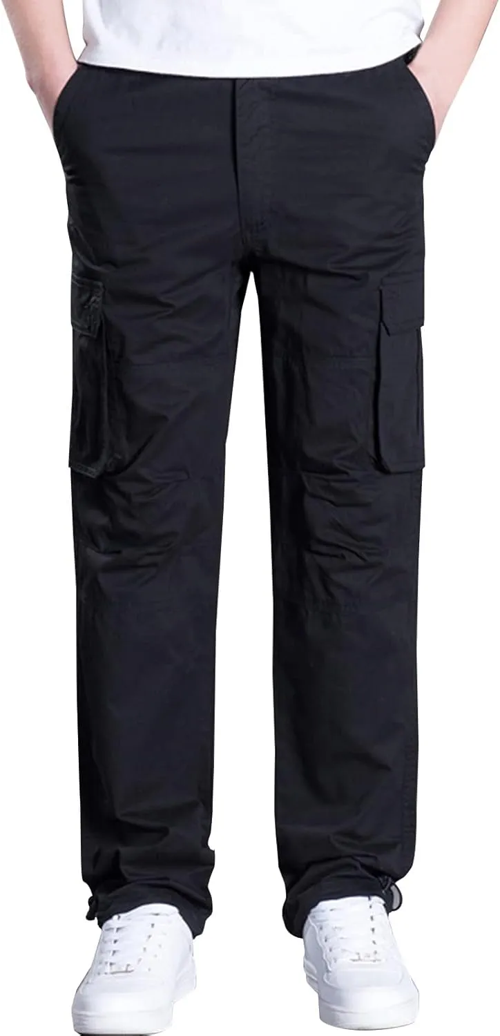 Muscularfit Men's Pants Stretch Relaxed Fit Joggers Athletic Cargo Pant Casual Loose Straight Sweatpants with Pockets Trouser