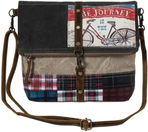 Myra Bag Crossbody Bag for Women - Western Upcycled Canvas & Leather Shoulder Handbag Chocolate Brown