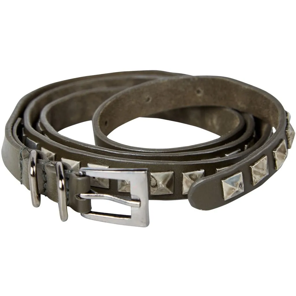 Nü DENMARK ANJASI LEATHER STUDDED THIN BELT, BLACK