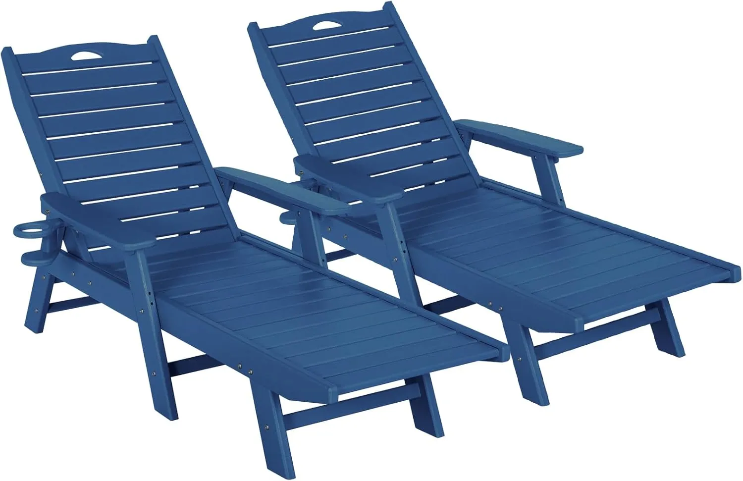 nalone Chaise Lounge Set of 2 Outdoor with 5-Position Adjustable Backrest, HDPE Lounge Chair for Outside Supports Up to 400 LBS, Pool Lounge Chairs for Patio Poolside Deck Beach Backyard (Navy Blue)