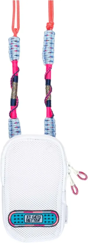 Naxos Phone Bag Stylish Mesh Phone Crossbody Bag for Women, Phone Wallet Purse, Mini Messenger Shoulder Bag (White)