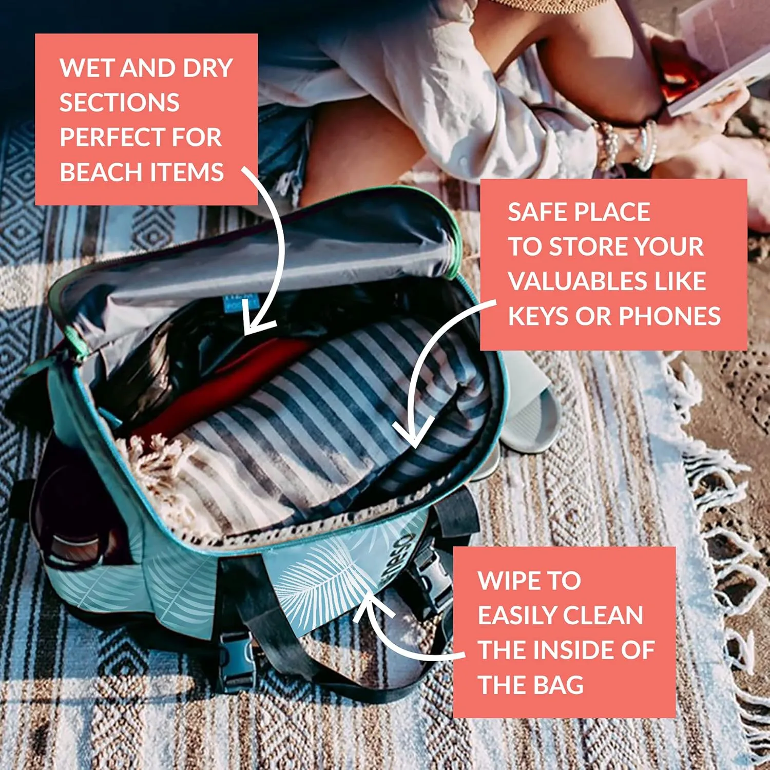 Neso Beach Tote, Use as a Carry-On, Beach Bag or Backpack