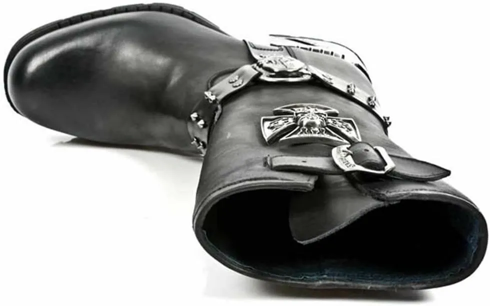 New Rock Mens Boots MR030-S1 Black Western 100% Leather Gothic Platform Shoes