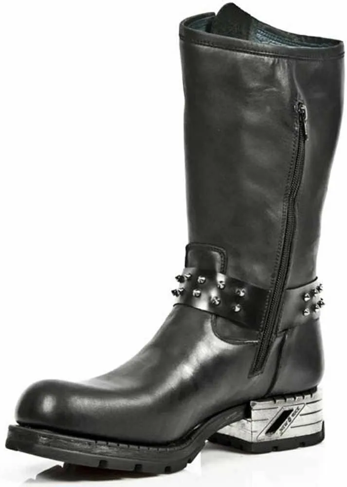 New Rock Mens Boots MR030-S1 Black Western 100% Leather Gothic Platform Shoes