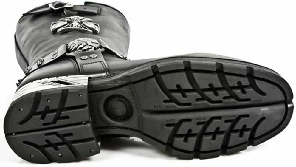 New Rock Mens Boots MR030-S1 Black Western 100% Leather Gothic Platform Shoes