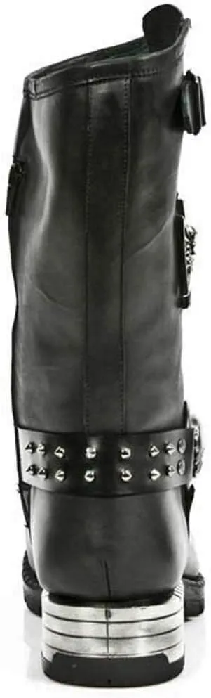 New Rock Mens Boots MR030-S1 Black Western 100% Leather Gothic Platform Shoes