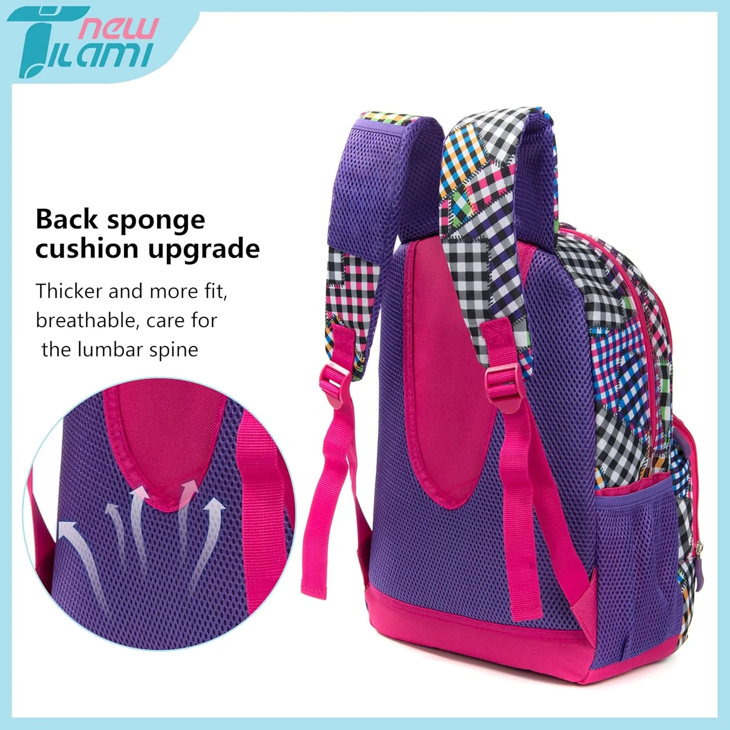 NEW TILAMI 14 Inch kid Toddler Backpack Boys Girls School Bag Kindergarten Elementary Cute Backpacks, Patchwork