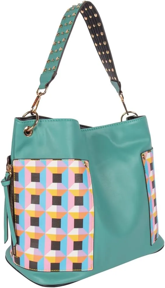 NICOLE LEE Quihn 3 Piece Set, Shoulder Handbag, Zip Pouch Crossbody, Detachable Heart Coin Purse