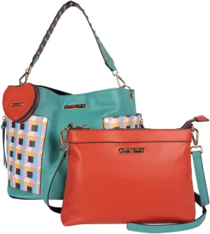 NICOLE LEE Quihn 3 Piece Set, Shoulder Handbag, Zip Pouch Crossbody, Detachable Heart Coin Purse